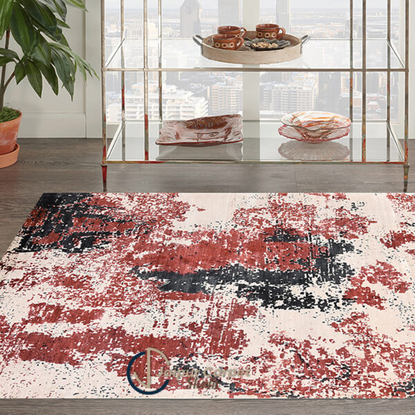 Rusted Echelon Rug-Hand-Knotted Abstract Wool Rug - Image 2