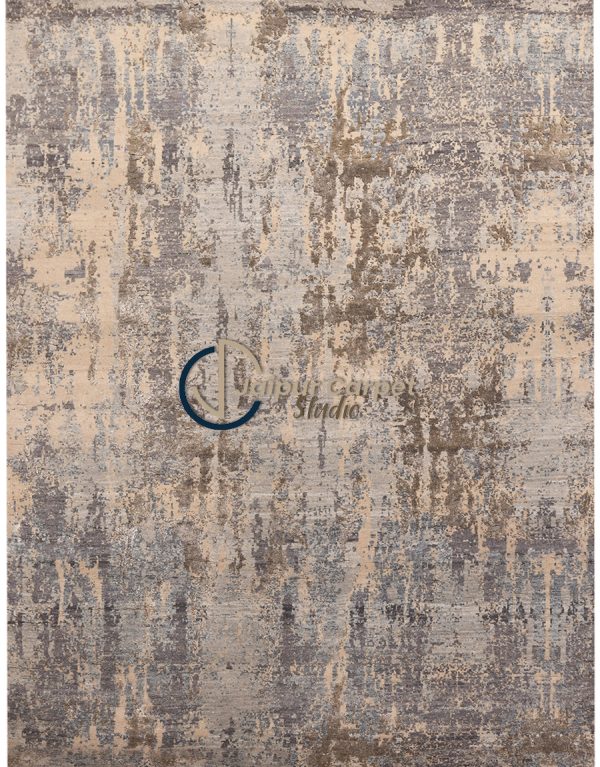 Eclipse Haze – Hand‑Carded Wool Abstract Rug