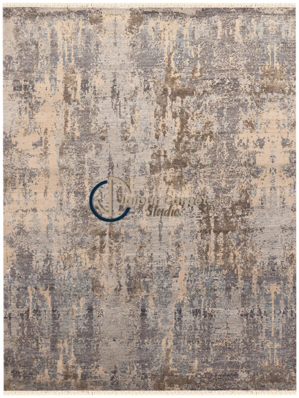 Eclipse Haze – Hand‑Carded Wool Abstract Rug