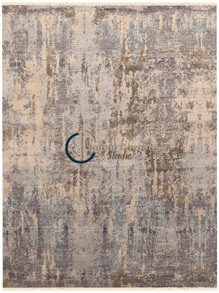 Eclipse Haze – Hand‑Carded Wool Abstract Rug