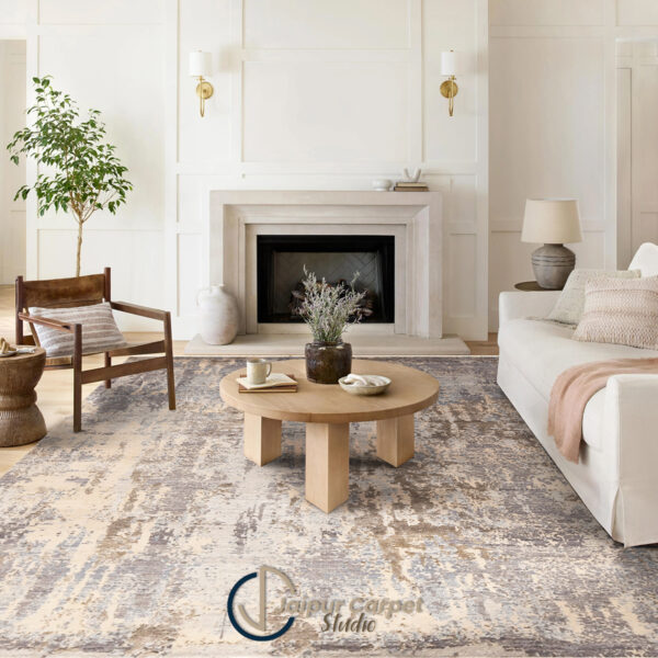 Eclipse Haze – Hand‑Carded Wool Abstract Rug - Image 2