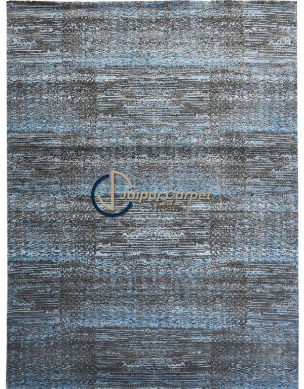 Gray to Sky Blue Ombre Wool Rug – Custom Sizes Available