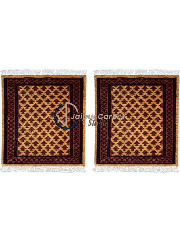 Camel Bloom Duo – Artisan Hand-Knotted Wool Rugs Pair