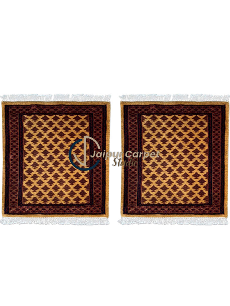 Camel Bloom Duo – Artisan Hand-Knotted Wool Rugs Pair