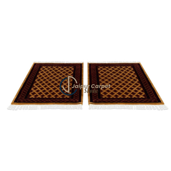 Camel Bloom Duo – Artisan Hand-Knotted Wool Rugs Pair - Image 2
