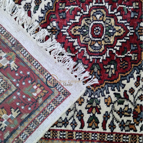 Ivory Splendor – Mughal Medallion Silk Rug - Image 4