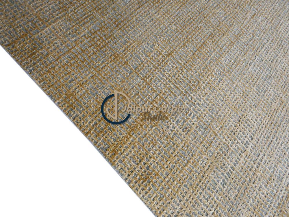 Modern Textured Wool Carpet – Yellow and Gray Accents - Image 6