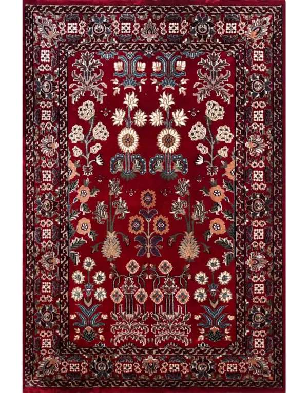 4x6-Hand-Knotted-Pkd-Red-Wool-Carpet-Traditional-Persian-Design