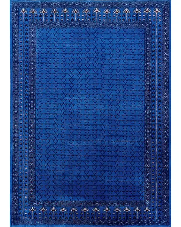 5x7 ft Royal Blue Hand Knotted Parda Rug | Handmade Wool Carpet