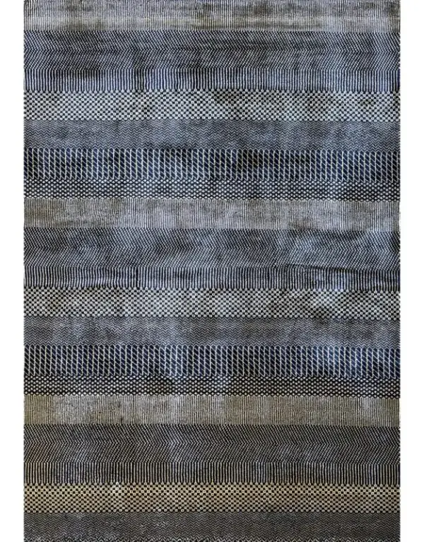modern black and gold hand knotted rug