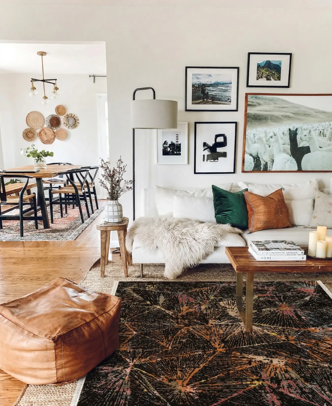 How to layer a decorative Jaipur rug over a large jute base rug